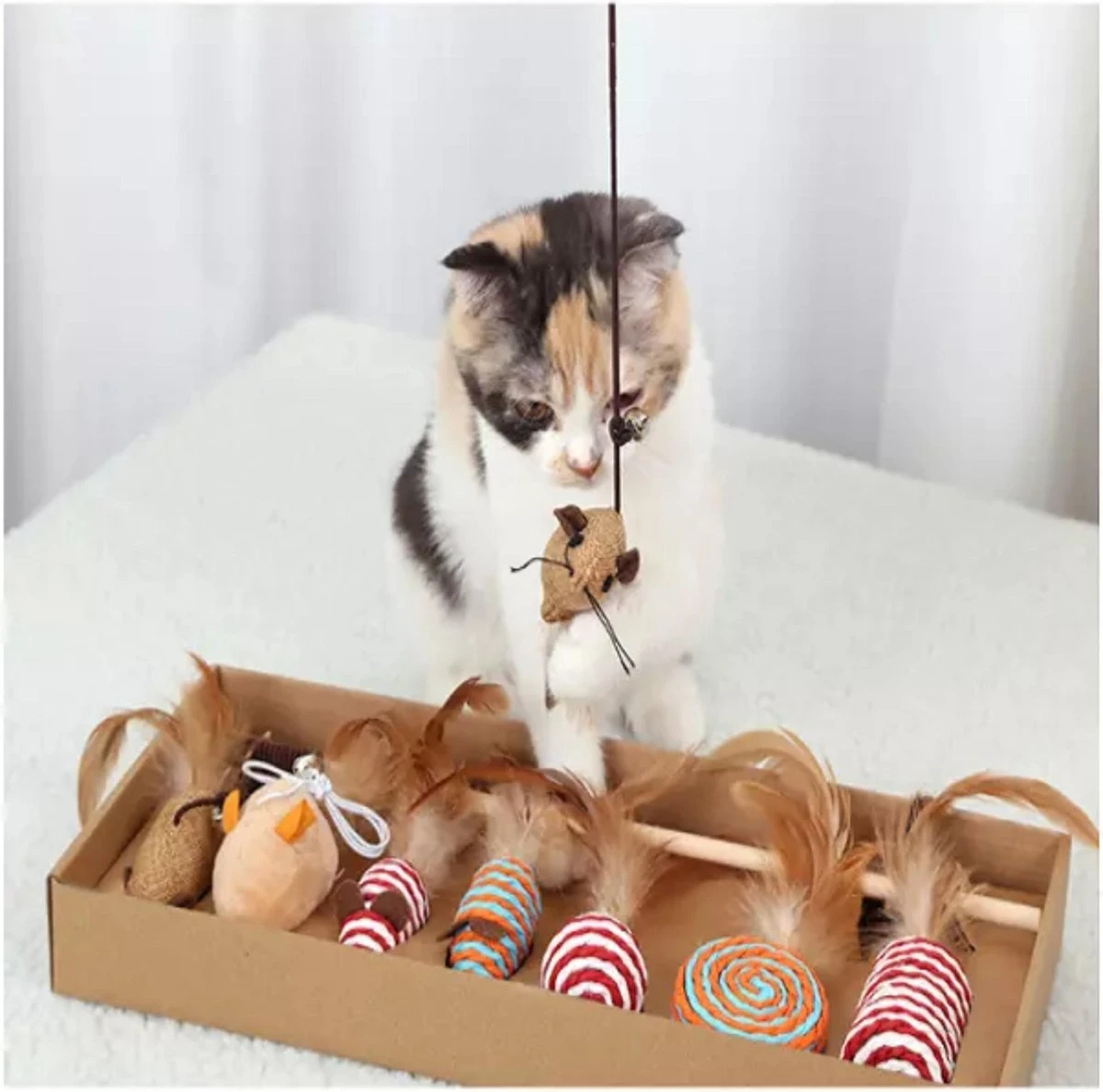 Make Life Beautiful® - Kattenspeeltjes Set - 7-delig - Kattenspeelgoed - Kattenhengel - Speelmuisjes - Kattenspeelgoed Set 3 Make Life Beautiful® - Kattenspeeltjes Set - 7-delig - Kattenspeelgoed - Kattenhengel - Speelmuisjes - Kattenspeelgoed Set