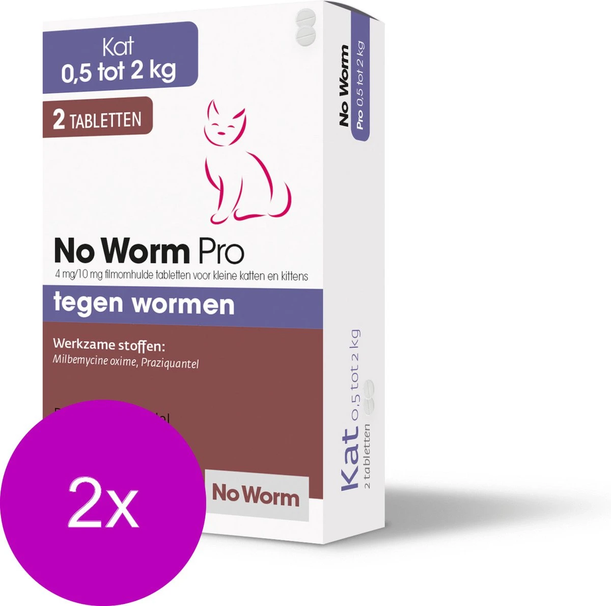 No Worm Pro Kat & Kitten - Anti Wormenmiddel - 2 X 2 Tab Vanaf 0.5 Kg Vanaf 6 Weken 4 No Worm Pro Kat & Kitten - Anti Wormenmiddel - 2 X 2 Tab Vanaf 0.5 Kg Vanaf 6 Weken - Afbeelding 2