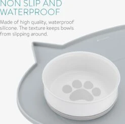 Navaris Siliconen Voederbakmat Voor Katten - Waterdichte Anti-slip Mat Voor Voerbak En Waterbak - 50x32 Cm - In Grijs Kattendesign -Huisdier Verkoop 1200x1190 32