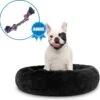 Pawzle Hondenmand - Donut Hondenkussen - Kattenmand - Bed Voor Honden & Katten - Wasbaar - 80cm - Zwart