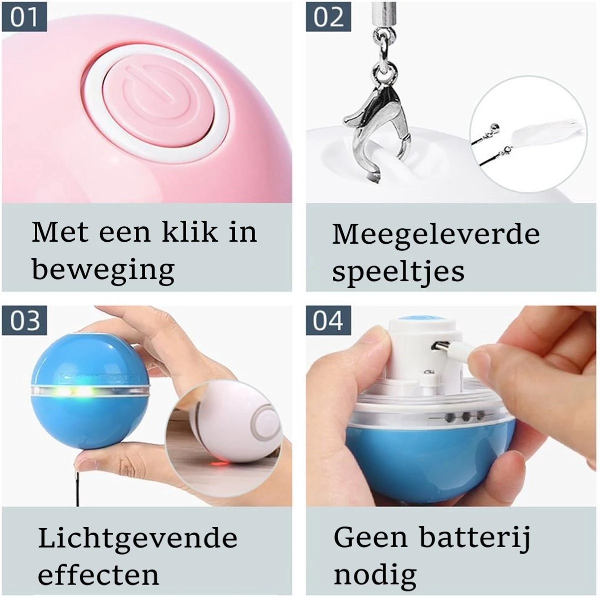 Otiume Elektrische Speelbal - Slimme Interactieve Zelfrollende Bal - Speelgoed Voor Katten - Kattenspeelgoed - Blauw 5 Otiume Elektrische Speelbal - Slimme Interactieve Zelfrollende Bal - Speelgoed Voor Katten - Kattenspeelgoed - Blauw - Afbeelding 3