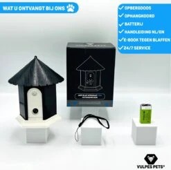 Vulpes Pets® Anti Blaf Apparaat Pro - Anti Blafband Voor Alle Honden - Luxe Hondentrainer - Diervriendelijk & Zonder Schok - Inclusief 9V Batterij - Waterbestendig - Ophangbaar - Instelbare Ultrasone Niveauregeling - 4 Standen -Huisdier Verkoop 1200x1193 9