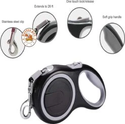 Stevige Hondenriem – 8 Meter – Swifth – Grijs – Comfort Grip – One-Touch Lock Release -Huisdier Verkoop 1200x1195 1