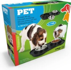 Merkloos Pet Treatment - Voerbakken Voor Huisdier Met Onderlegger - 2 X 170 Milliliter - RVS En Kunststof -Huisdier Verkoop 1200x1196 15