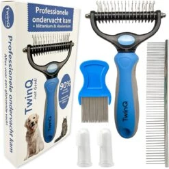 TwinQ Vachtverzorgingsset Hond/kat - Professionele 2-zijdige Ondervacht Kam - Klittenkam Voor Honden En Katten - Verwijderd Klitten En Voorkomt Haaruitval - Incl. Vlooienkam En Tandenborstel -Huisdier Verkoop 1200x1198 12