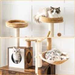 IN.HOMEXL All-In-One Kattenmeubel Alba - Krabpaal Met Kattenbak - Hangmat Mand Katten Huis - Kattentoiletmeubel - Bruin - 70x132x48cm -Huisdier Verkoop 1200x1198 56
