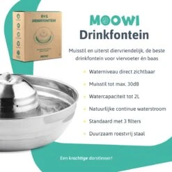Moowi – RVS Drinkfontein Voor Kat En Hond - Fluisterstil - Incl. 3 Filters - Vaatwasserbestendig - Drinkbak Hond - USB Stekker -Huisdier Verkoop 1200x1200 1113