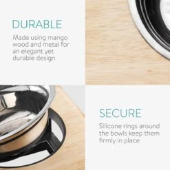 Navaris Houder Voor Dubbele Voerbak - In Hoogte Verstelbaar Voederstation Van Hout En Metaal - Inclusief 2 Roestvrijstalen Bakken - Voor Honden -Huisdier Verkoop 1200x1200 1248