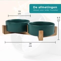 Homefy Voerbak Hond / Kat Met Standaard - Bamboe Standaard - 2 X 400 ML - Keramiek Groen -Huisdier Verkoop 1200x1200 1286