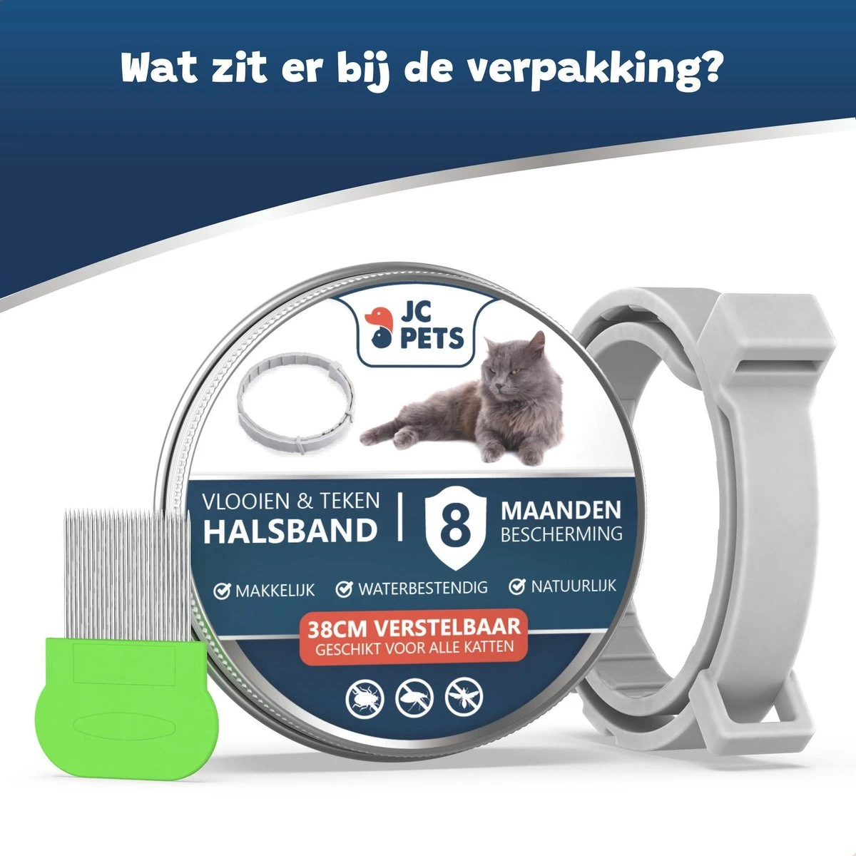 Teken- En Vlooienband Kat - Alle Maten - Anti Vlooien Voor Katten - Vlooien Kat - Tekenband - Diervriendelijk - Incl. Vlooienkam 9 Teken- En Vlooienband Kat - Alle Maten - Anti Vlooien Voor Katten - Vlooien Kat - Tekenband - Diervriendelijk - Incl. Vlooienkam - Afbeelding 7
