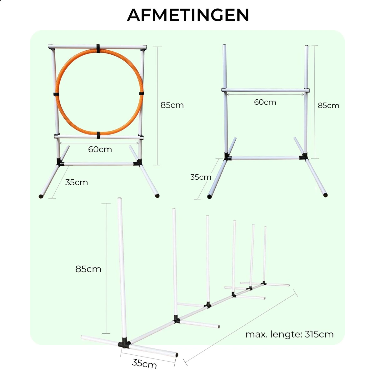 AYOO Agility Voor De Hond - Honden Training - Honden Behendigheid Set - Hondenparcours - Training Huisdieren - Honden Agility Set - Slalom - Horde - Draagzak - Agility Set - Oranje - Wit - GRATIS Speeltouw 6 AYOO Agility Voor De Hond - Honden Training - Honden Behendigheid Set - Hondenparcours - Training Huisdieren - Honden Agility Set - Slalom - Horde - Draagzak - Agility Set - Oranje - Wit - GRATIS Speeltouw - Afbeelding 4