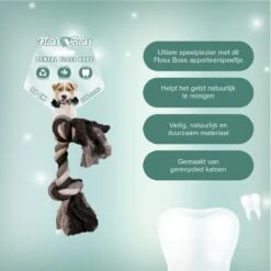 Floss Boss Flostouw – Zeer Stevig En Veilig Hondenspeelgoed – Hondentouw Van Gerecycled Katoen – Grijs Trektouw – 30cm - 135g – 2 Knopen -Huisdier Verkoop 1200x1200 1901