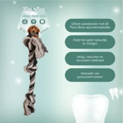 Floss Boss Flostouw – Zeer Stevig En Veilig Hondenspeelgoed – Hondentouw Van Gerecycled Katoen – Grijs Trektouw – 55cm – 325g – 3 Knopen -Huisdier Verkoop 1200x1200 1909