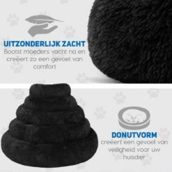 Pawzle Hondenmand - Donut Hondenkussen - Kattenmand - Bed Voor Honden & Katten - Wasbaar - 80cm - Zwart -Huisdier Verkoop 1200x1200 1987
