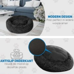 Pawzle Hondenmand - Donut Hondenkussen - Kattenmand - Bed Voor Honden & Katten - Wasbaar - 80cm - Zwart -Huisdier Verkoop 1200x1200 1988