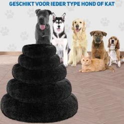 Pawzle Hondenmand - Donut Hondenkussen - Kattenmand - Bed Voor Honden & Katten - Wasbaar - 80cm - Zwart -Huisdier Verkoop 1200x1200 1989