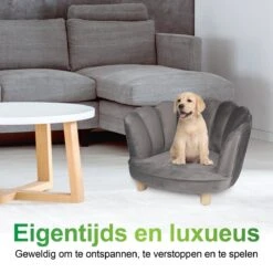 Maxxpro Katten- En Hondenstoel - Grijs - Verhoogd Met Houten Poten - Fluweel Materiaal - 61.5 X 52 X 33 CM - Huisdieren Tot 80 KG -Huisdier Verkoop 1200x1200 2049