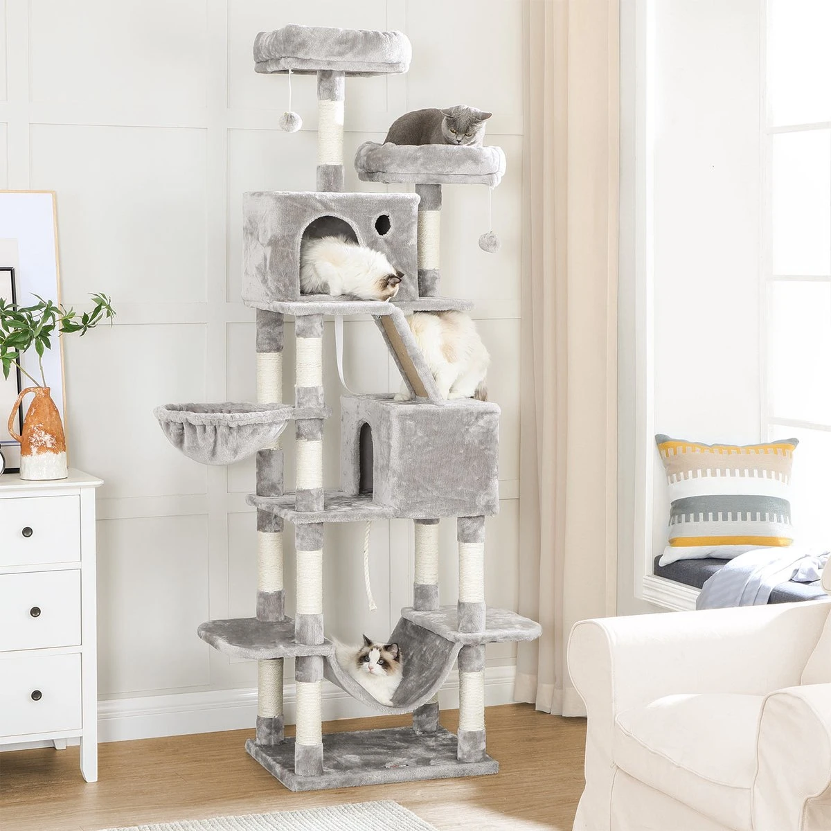 Signature Home Extra XXl Krabpaal - Krabpaal Lichtgrijs - Kattenboom - 206cm 3 Signature Home Extra XXl Krabpaal - Krabpaal Lichtgrijs - Kattenboom - 206cm