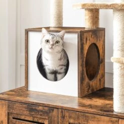 IN.HOMEXL All-In-One Kattenmeubel Alba - Krabpaal Met Kattenbak - Hangmat Mand Katten Huis - Kattentoiletmeubel - Bruin - 70x132x48cm -Huisdier Verkoop 1200x1200 2360