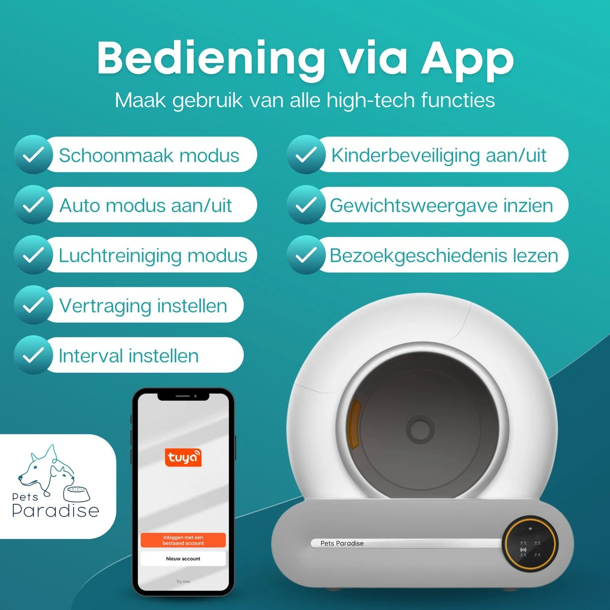 Pets Paradise - Zelfreinigende Kattenbak - Automatische - Elektrische - Scoopfree - Robot Kattenbak - 35dB 4 Pets Paradise - Zelfreinigende Kattenbak - Automatische - Elektrische - Scoopfree - Robot Kattenbak - 35dB - Afbeelding 2