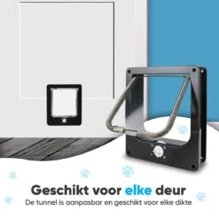 BFreshPets Kattenluik + Massageborstel - Met Tunnel - 4 Vergrendelingsstanden - Weersbestendig - Maat L - Zwart - 27 X 24 Cm -Huisdier Verkoop 1200x1200 2679