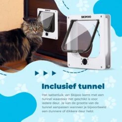 Skipoo Kattenluik Met Tunnel - Weerbestendig - Grote Kat - 4 Vergrendelingsstanden - Wit -Huisdier Verkoop 1200x1200 2689