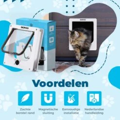 Skipoo Kattenluik Met Tunnel - Weerbestendig - Grote Kat - 4 Vergrendelingsstanden - Wit -Huisdier Verkoop 1200x1200 2690