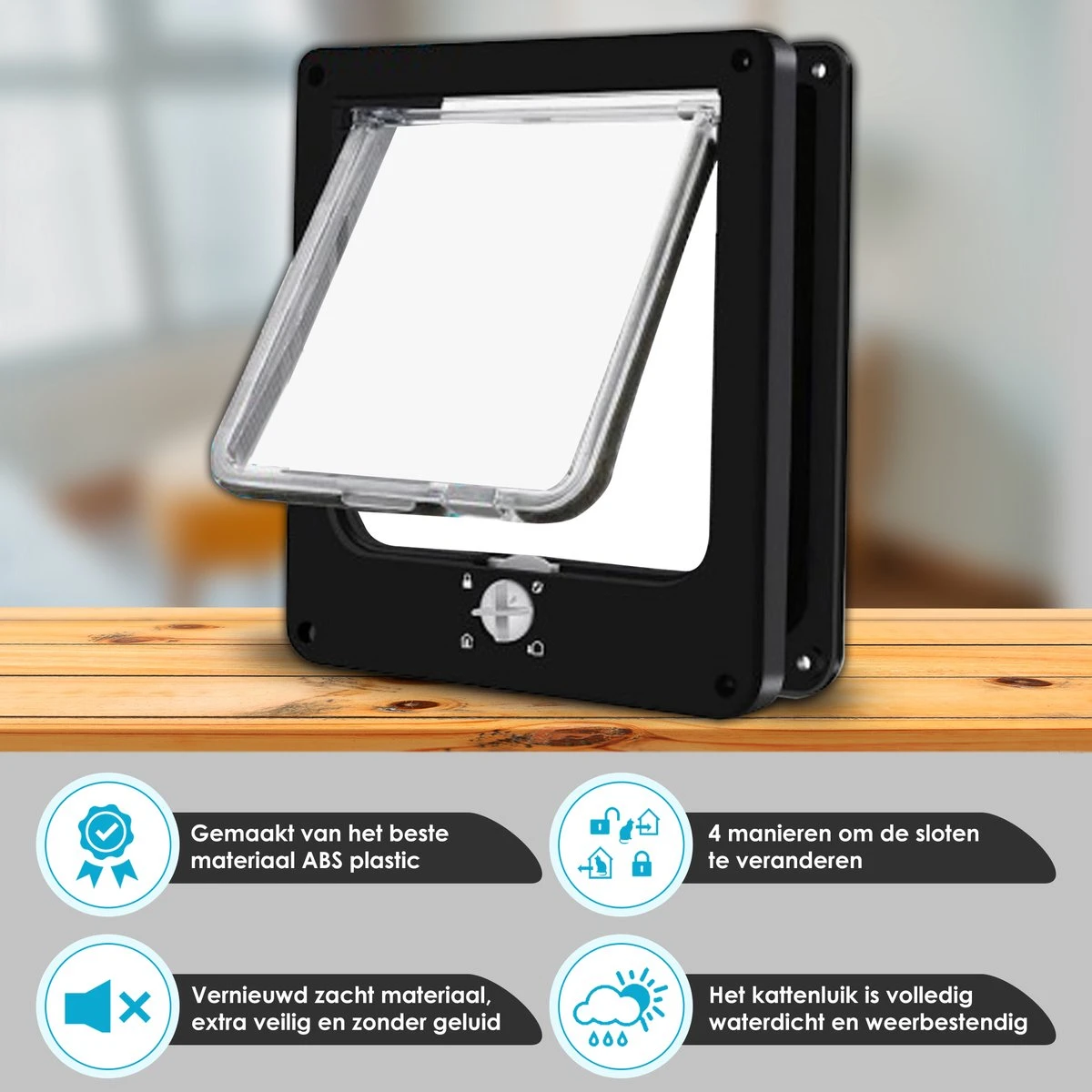 Gluxury Kattenluik Zwart Met Tunnel - 4 Vergrendelingsstanden - Weerbestendig - Binnen En Buiten - Maat L - Nederlandse Handleiding 7 Gluxury Kattenluik Zwart Met Tunnel - 4 Vergrendelingsstanden - Weerbestendig - Binnen En Buiten - Maat L - Nederlandse Handleiding - Afbeelding 5