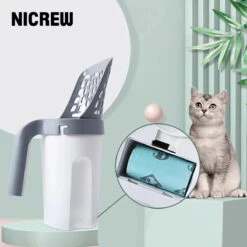 YELÉ LIVING – Kattenbakschep – Haarverwijderaar - Cat Litter Scoop – Kattenbakschep Met Container – Katten – Kattenbak – Grijs/wit – Kattenbak Schep – Grind – Kattengrind – Kattenbak Grind – Poep Zakjes – Afvalcontainer - All-in-1 Kattenbakschep -Huisdier Verkoop 1200x1200 2783