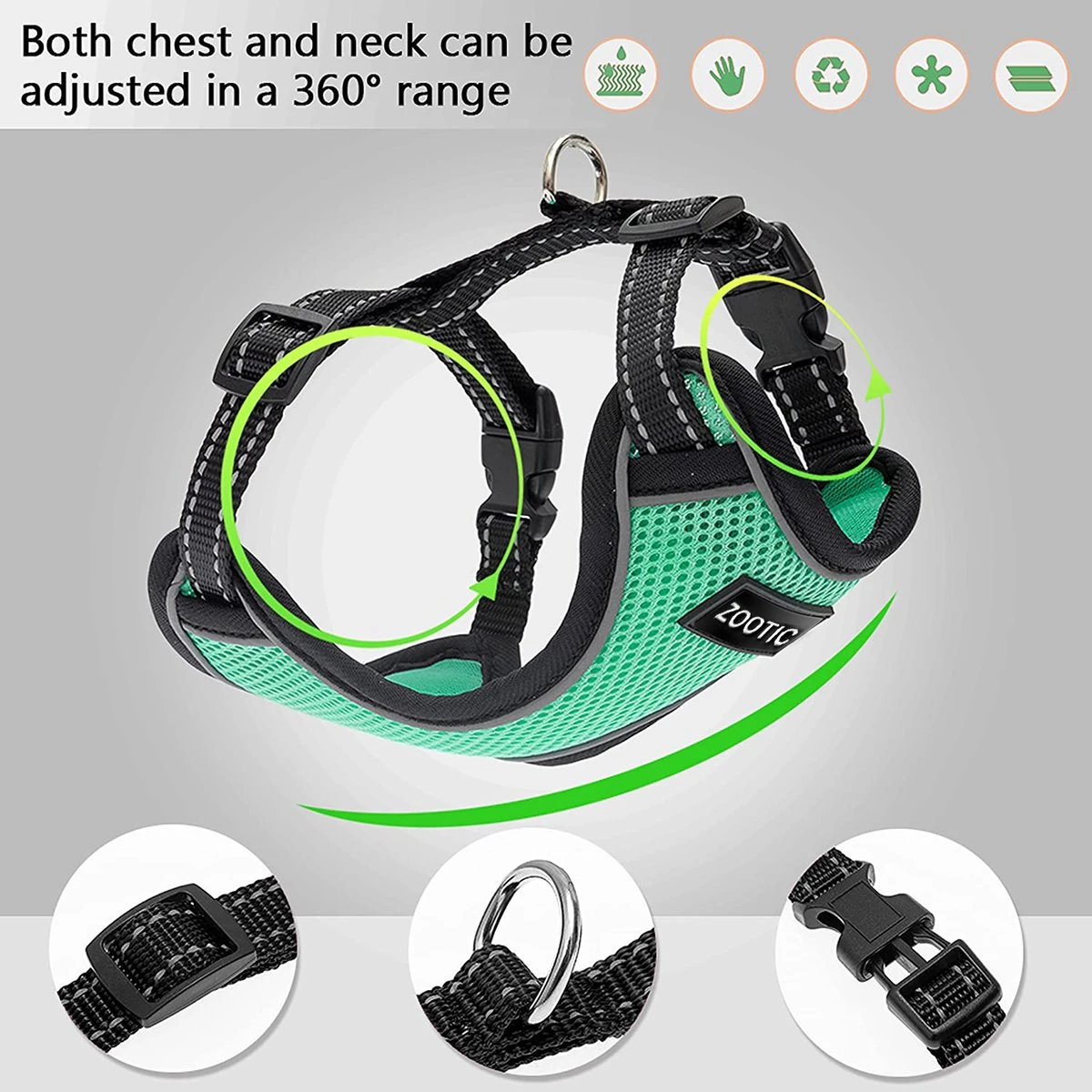 Kattentuigje Met Leiband Riem Kattenharnas Groen Maat L Kat & Kitten - Dieren Kattenriem - Cat Leash - Halsomvang 24 Tot 33cm - Borstomvang 36 Tot 41cm - Zootic® 6 Kattentuigje Met Leiband Riem Kattenharnas Groen Maat L Kat & Kitten - Dieren Kattenriem - Cat Leash - Halsomvang 24 Tot 33cm - Borstomvang 36 Tot 41cm - Zootic® - Afbeelding 4