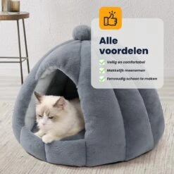 MIRO Katten Huis - Kattenhuizen - Kattenhok - Kattenmand - Dierenhuis - Extra Zacht - Grijs -Huisdier Verkoop 1200x1200 2921