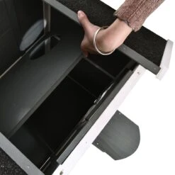 PawHut Kattenhuis Voor Buiten Kattenhut Met 2 Verdiepingen Kattenvilla, Asfaltdak, Massief Hout Grijs D30-236 -Huisdier Verkoop 1200x1200 2992