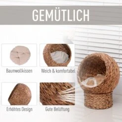 PawHut Kattenmand Rotan Kattennest Kattenbed Met Kussen Huisdierbed Bruin D30-104 16 PawHut Kattenmand Rotan Kattennest Kattenbed Met Kussen Huisdierbed Bruin D30-104 -Huisdier Verkoop 1200x1200 2995