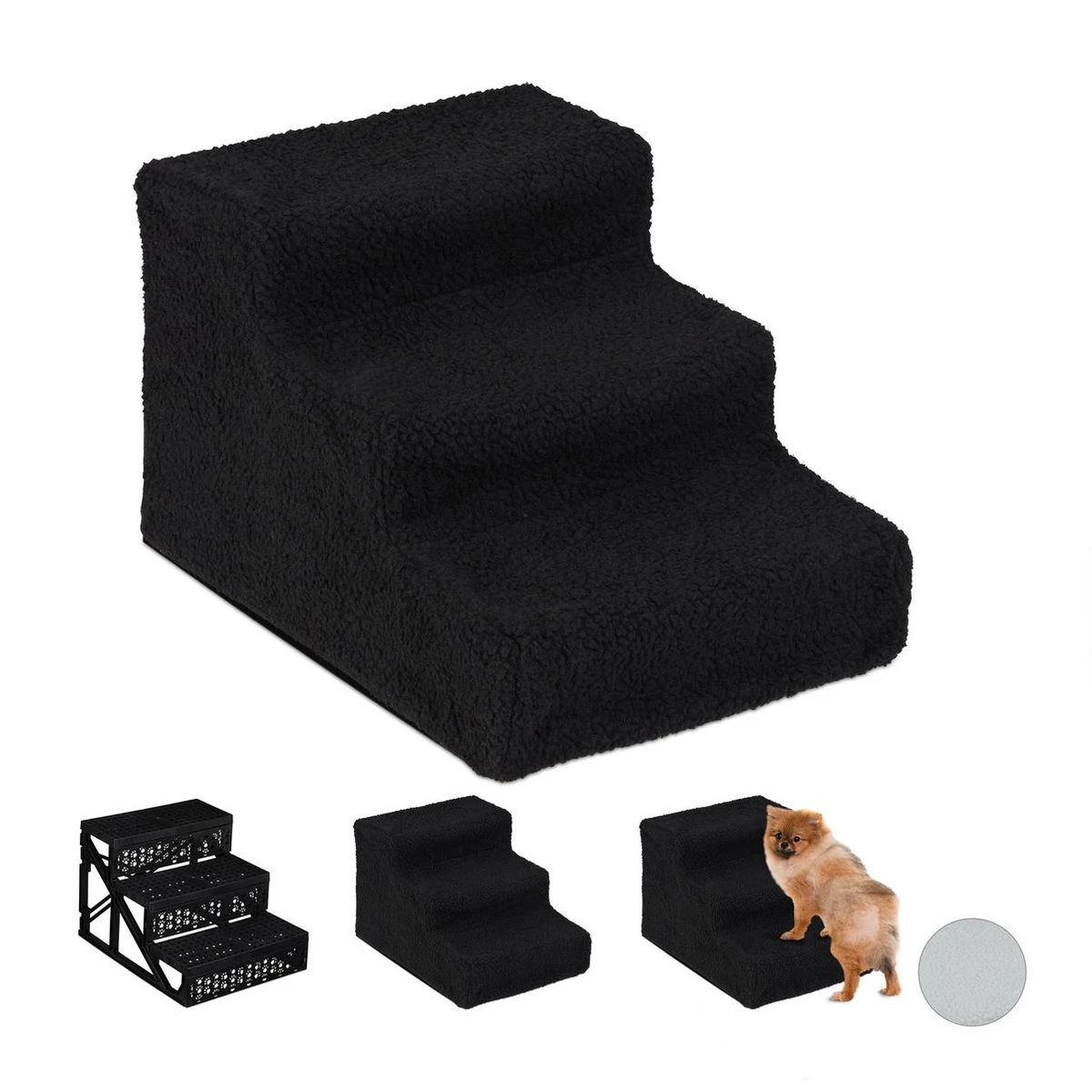 Relaxdays Hondentrap 3 Treden - Trapje Voor Honden - Opstapje Hond - Binnen - Hondentrapje - Zwart 4 Relaxdays Hondentrap 3 Treden - Trapje Voor Honden - Opstapje Hond - Binnen - Hondentrapje - Zwart - Afbeelding 2