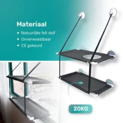 Raamhangmat - Dubbellaags - Met Zuignappen - 20kg Draag Gewicht - Kattenhangmat - Hangmat Kat - Kattenbed - Kattenkussen - Kattenbank - Kattenmand - Raam - Kattenhangmat Raam - Zwart - Radiator -Huisdier Verkoop 1200x1200 3063