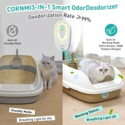 DVL Products Cornmi Kattengeurverwijderaar - Kattenbak Geurverdrijver - Met Ozon & Aromatherapie - Oplaadbaar En Infraroodsensor - Nachtlicht Optie - Duurzaam - Ledverlichting - Honden & Katten Geurverdrijver -Huisdier Verkoop 1200x1200 3084