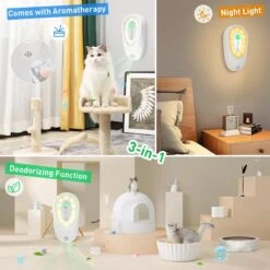 DVL Products Cornmi Kattengeurverwijderaar - Kattenbak Geurverdrijver - Met Ozon & Aromatherapie - Oplaadbaar En Infraroodsensor - Nachtlicht Optie - Duurzaam - Ledverlichting - Honden & Katten Geurverdrijver -Huisdier Verkoop 1200x1200 3087