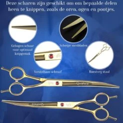 Scharenset Hond - 8-Delige Scharenset - Hondenschaar - Trimset - Trimschaar Voor Honden - Huisdier Knipset - Effileerschaar Hond - Goud -Huisdier Verkoop 1200x1200 393