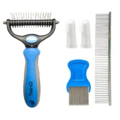 TwinQ Vachtverzorgingsset Hond/kat - Professionele 2-zijdige Ondervacht Kam - Klittenkam Voor Honden En Katten - Verwijderd Klitten En Voorkomt Haaruitval - Incl. Vlooienkam En Tandenborstel -Huisdier Verkoop 1200x1200 495