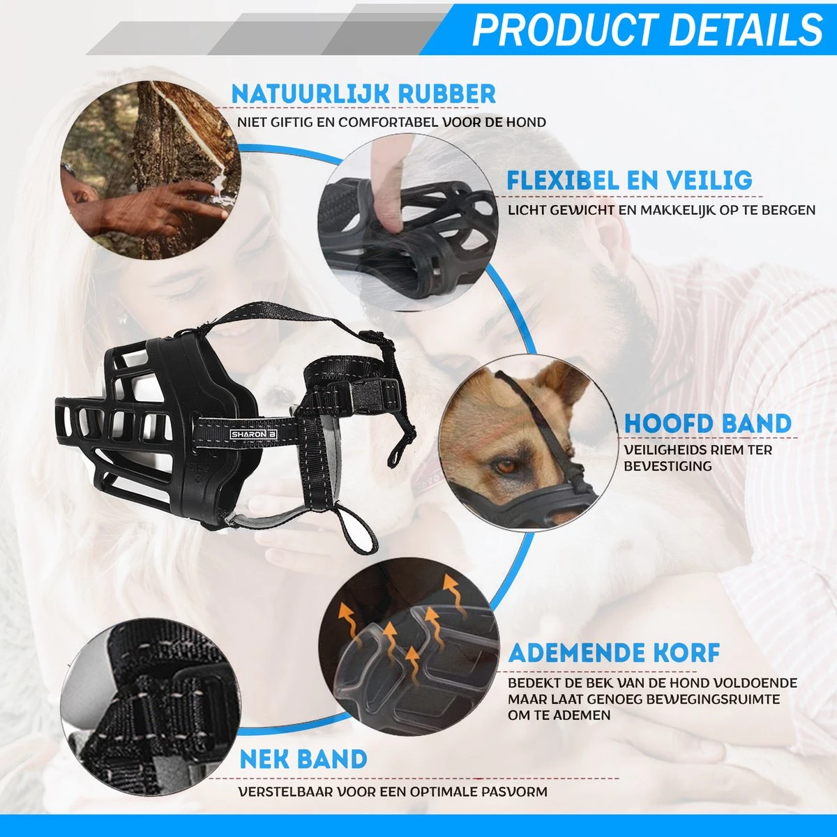 Sharon B Muilkorf Hond - Zwart - XXL - Voor Zeer Grote Honden - Snuitomtrek 38-43 Cm 5 Sharon B Muilkorf Hond - Zwart - XXL - Voor Zeer Grote Honden - Snuitomtrek 38-43 Cm - Afbeelding 3