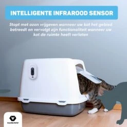 Vulpes Pets® Kattenbak Geurverdrijver PRO - Ozon En Negatieve Ionen Functie - Infraroodsensor - Oplaadbaar - Geurverwijderaar - Air Eliminator - Wit -Huisdier Verkoop 1200x1200 662