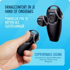 VEDIC® - Luxe Clicker Met Fluit - Clickertraining Voor Honden - Zwart - Bevestigingsring - Fluit - Hondentraining -Huisdier Verkoop 1200x1200 852