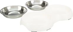 Merkloos Trixie Voerbak Kat Dubbel Melamine / Rvs Wit 2x200 Ml 27x14x3 Cm -Huisdier Verkoop 1200x536 2