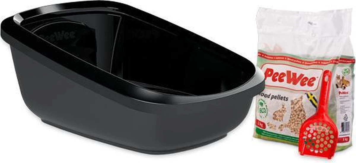 PeeWee EcoGranda XXL Kattenbak Startpakket Zwart/Antraciet - 66,5 X 48,5 X 28 Cm 3 PeeWee EcoGranda XXL Kattenbak Startpakket Zwart/Antraciet - 66,5 X 48,5 X 28 Cm