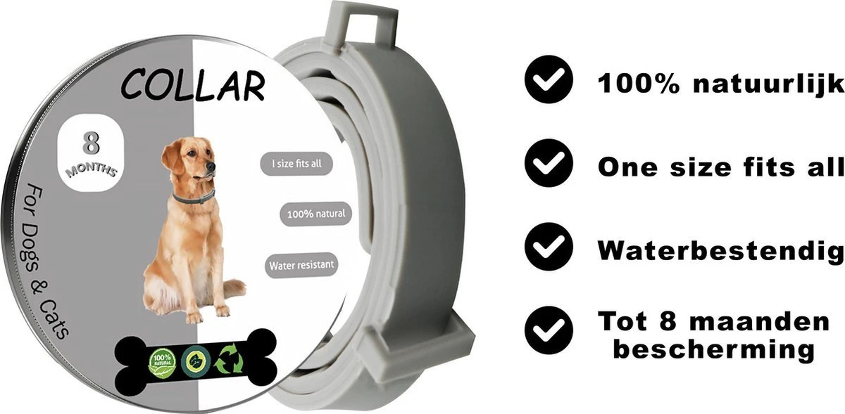 Igoods Vlooienband Hond - Vlooienband Kat - Alle Honden & Katten - One Size Fits All - Anti Vlooien En Tekenmiddel - Tekenband - 8 Maanden Bescherming - Diervriendelijk 4 Igoods Vlooienband Hond - Vlooienband Kat - Alle Honden & Katten - One Size Fits All - Anti Vlooien En Tekenmiddel - Tekenband - 8 Maanden Bescherming - Diervriendelijk - Afbeelding 2