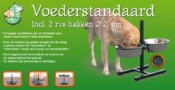 Merkloos H-Standaard Hamerslag Met Rvs Bakken 21 Cm -Huisdier Verkoop 1200x615