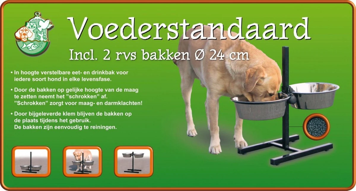 H-Standaard Inclusief Roestvrijstalen Voerbakken - 24 Cm 6 H-Standaard Inclusief Roestvrijstalen Voerbakken - 24 Cm - Afbeelding 4