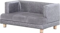 PawHut Hondenbank Huisdierbank Hondenbed Hondenmat Woonkamer PU-leer Kort Pluche Grijs D04-135 -Huisdier Verkoop 1200x651 3