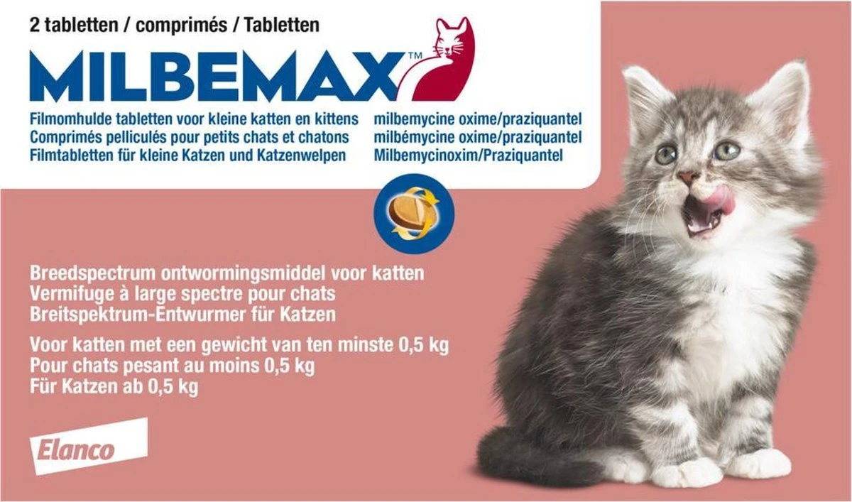 Elanco Milbemax Kitten & Kat - Anti Wormenmiddel - 2 Tab 0.5 Tot 2 Kg 3 Elanco Milbemax Kitten & Kat - Anti Wormenmiddel - 2 Tab 0.5 Tot 2 Kg