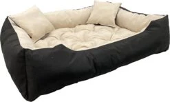 Ecco - Honden- En Kattenbed Met Kussen | Binnenmaat: 130x100 / Buitenmaat: 145x115cm - Beige / Zwart -Huisdier Verkoop 1200x717 3
